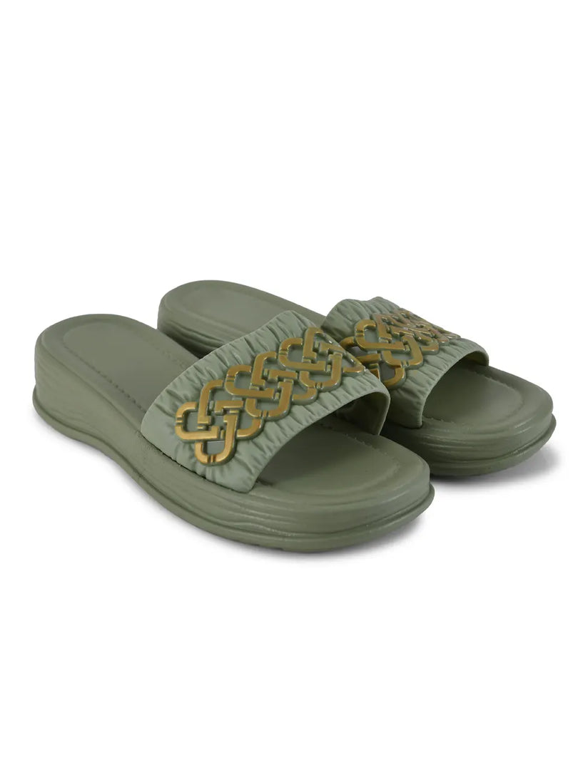 Heleey Green Open Toe Flats SC-09