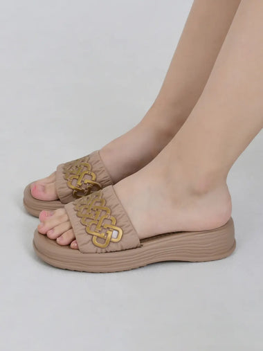 Heleey Pink Open Toe Flats SC-09