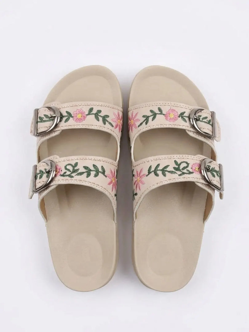 Heleey Blossom Buckle Comfort Slides