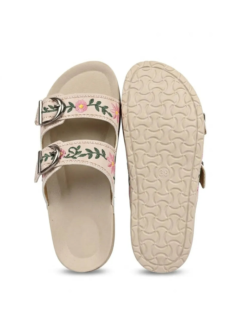 Heleey Blossom Buckle Comfort Slides