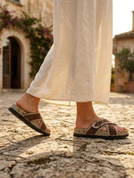 Load image into Gallery viewer, Heleey Rustic Cross Comfort Slides