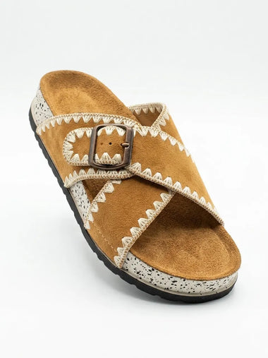 Heleey Sandstone Stitch Comfort Slides