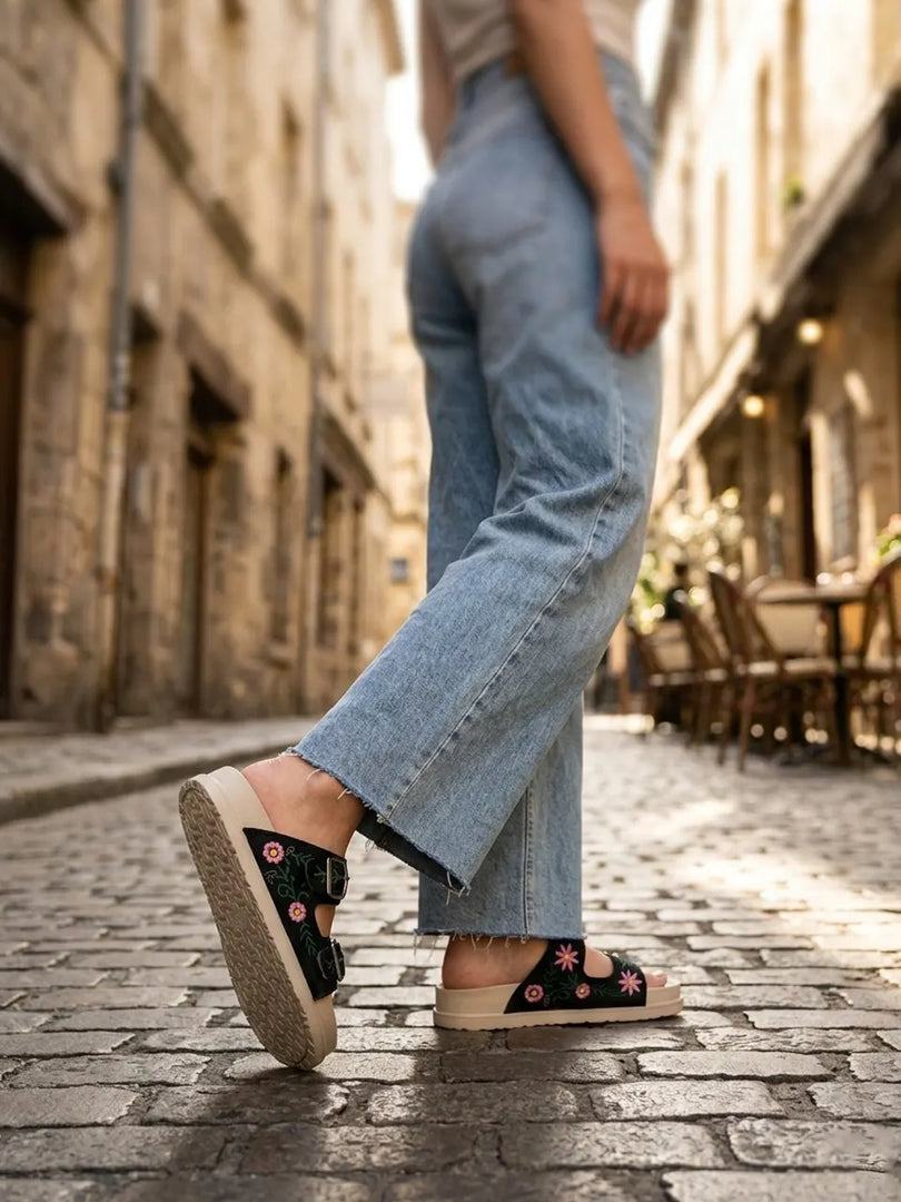 Heleey Midnight Blossom Comfort Slides