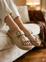 Load image into Gallery viewer, Heleey Ivory Luxe Buckle Slides