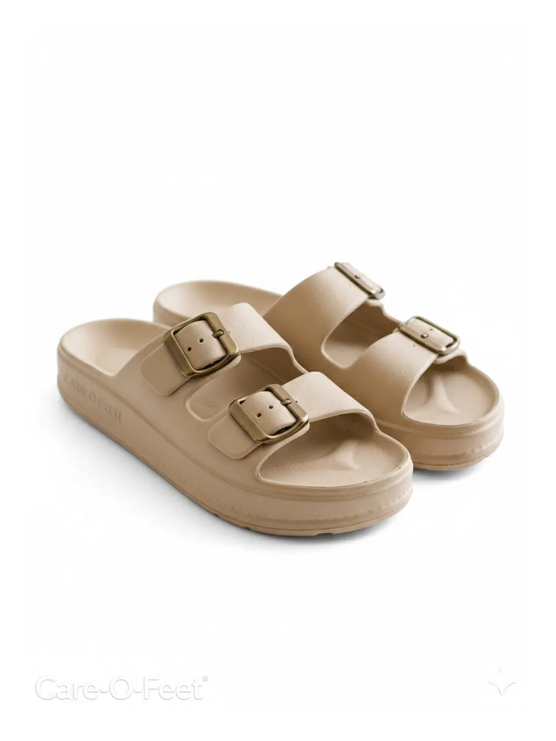 Heleey Ivory Luxe Buckle Slides