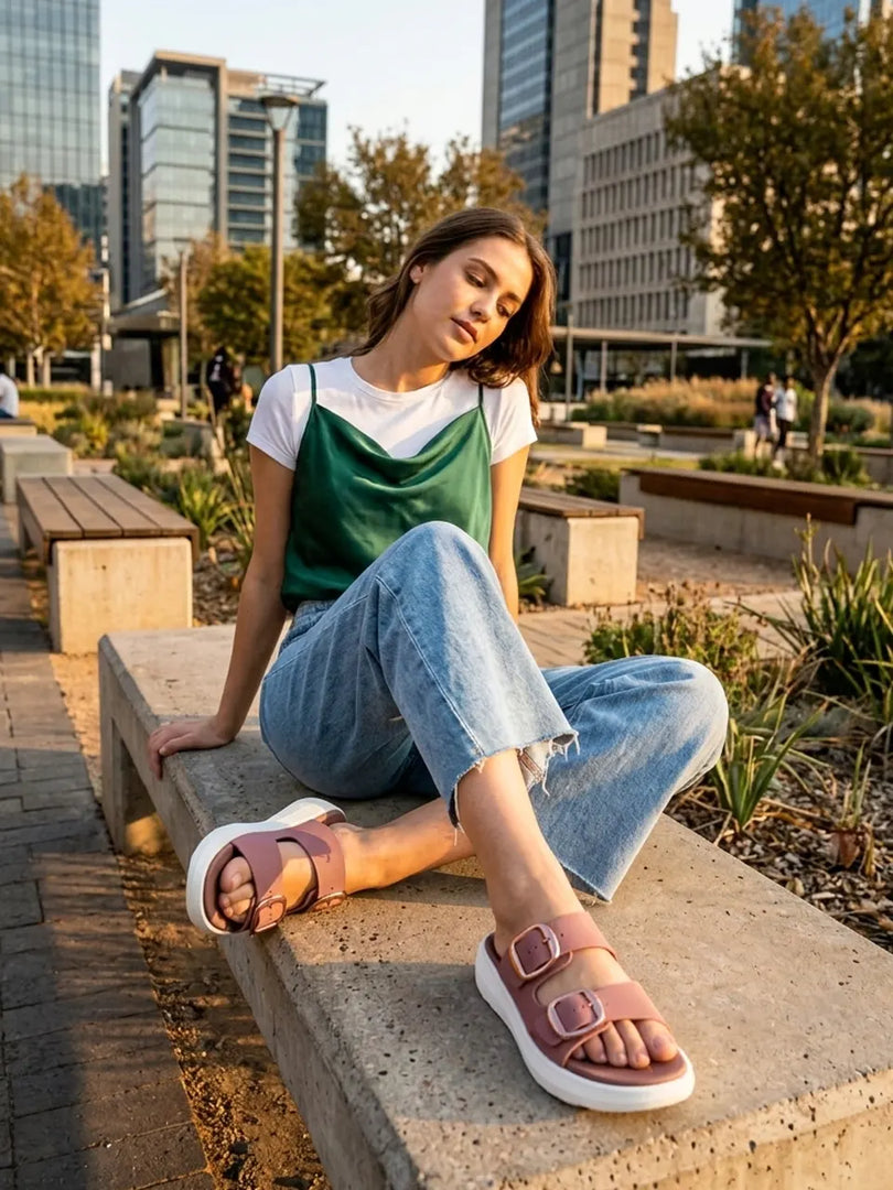 Heleey Rosewood Comfort Buckle Slides