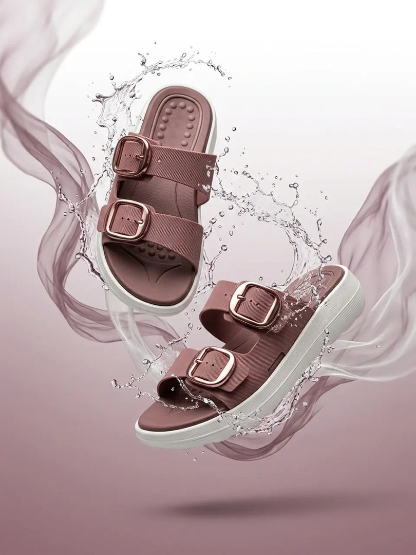 Heleey Rosewood Comfort Buckle Slides