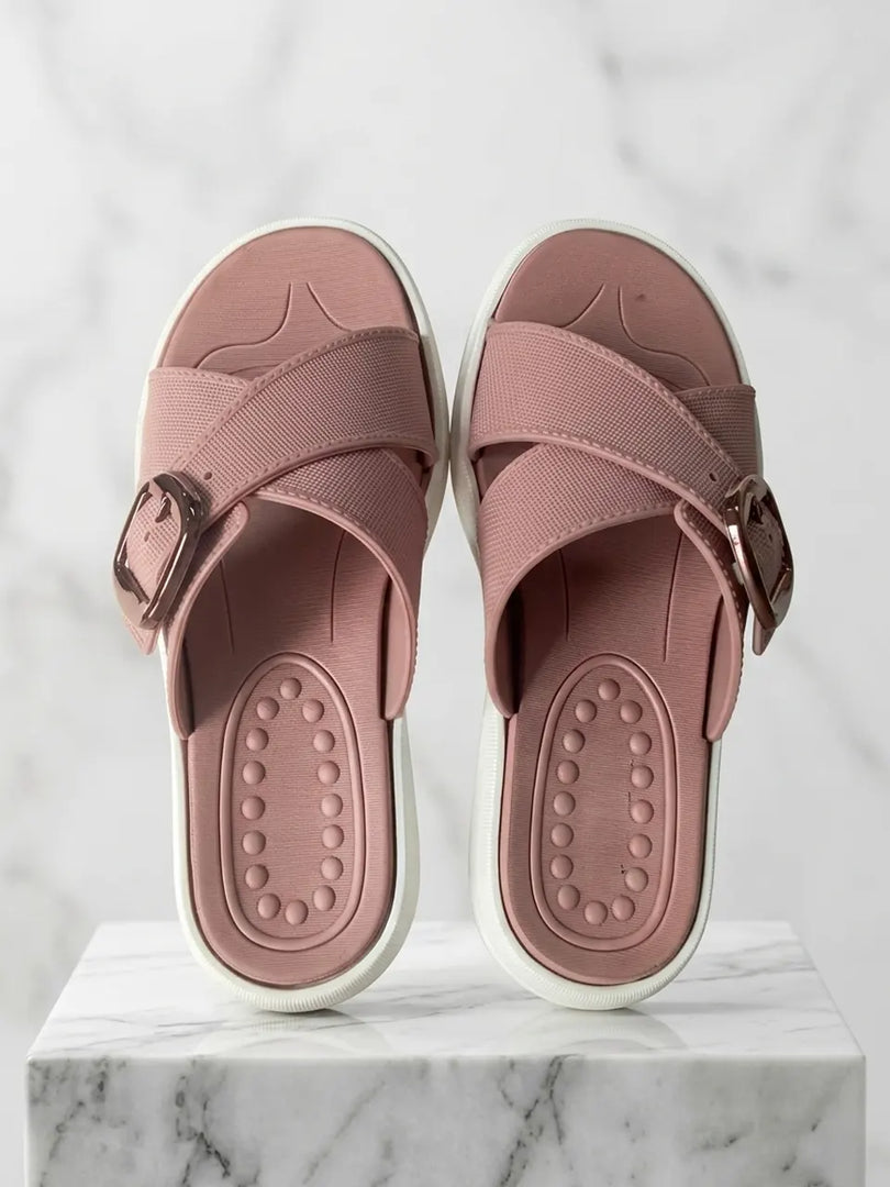 Heleey Blush Radiance Buckle Slides