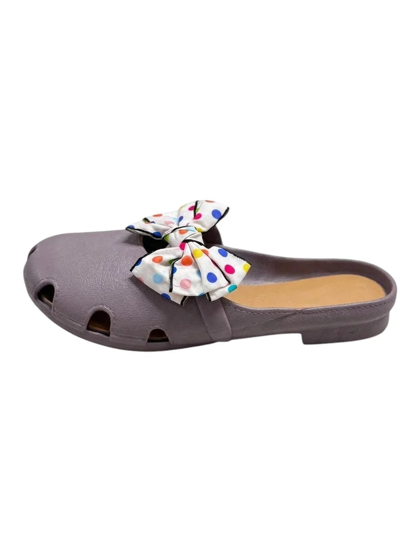 Heleey Dot Bow Comfort Slides