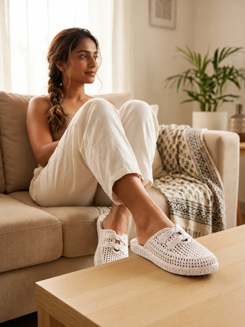 Heleey Snowbloom Weave Slides
