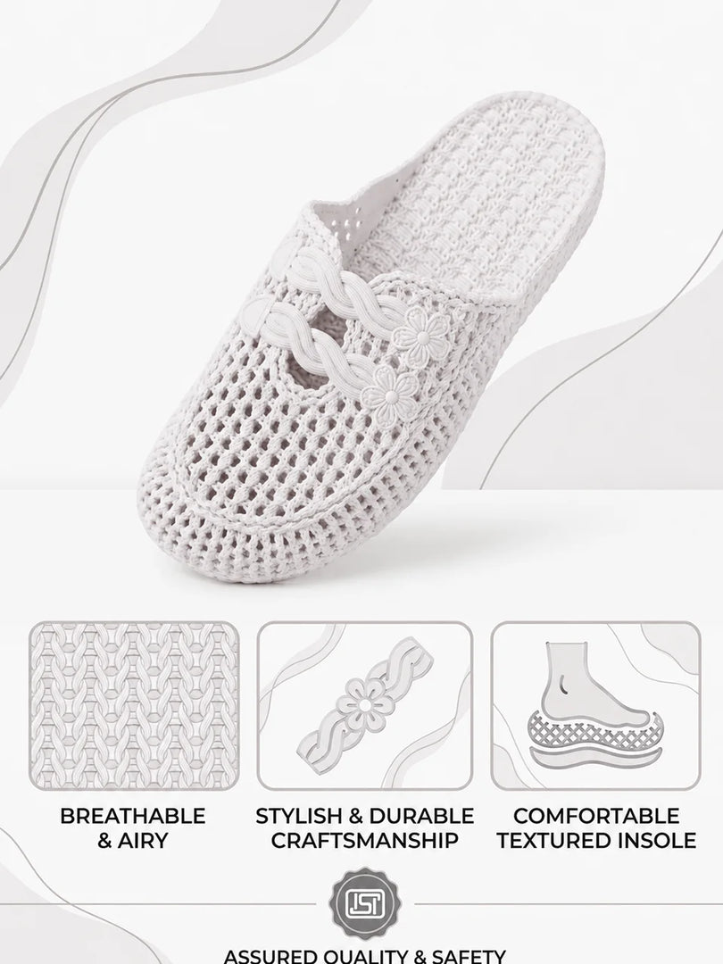 Heleey Snowbloom Weave Slides
