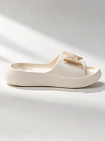 Load image into Gallery viewer, Ivory Bow Bliss Slides