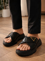Load image into Gallery viewer, Noir Luxe Cross Slides
