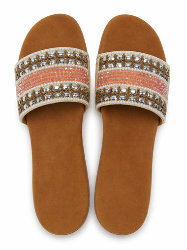 Blush Glow Embellished Slides