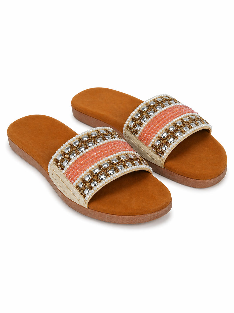 Blush Glow Embellished Slides