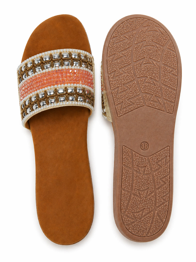 Blush Glow Embellished Slides
