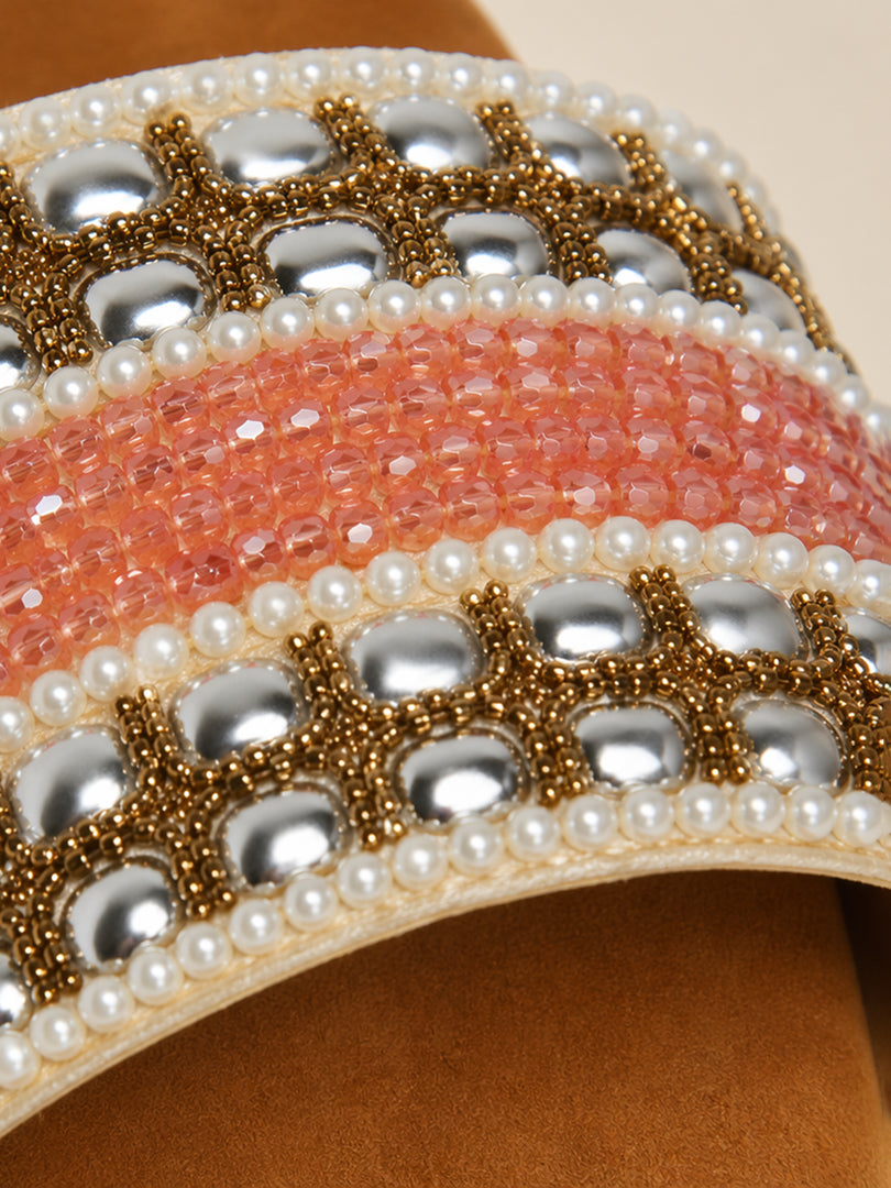 Blush Glow Embellished Slides