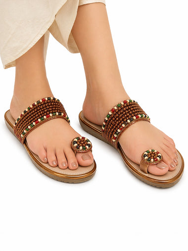 Royal Bead Toe-Ring Slides