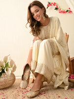 Load image into Gallery viewer, Heleey Golden Lotus Embroidered Leather Jutti